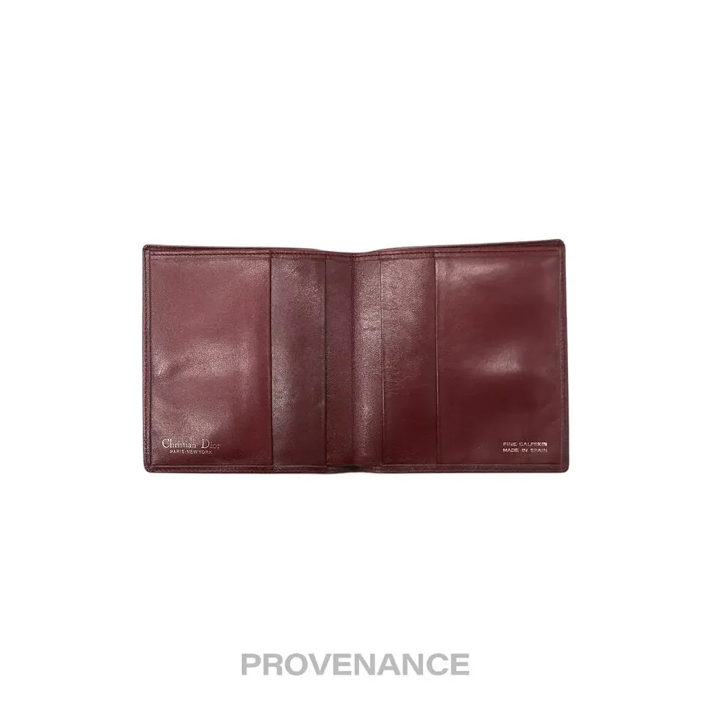 🔴 Christian Dior Bifold Wallet - Burgundy Calfskin Leather